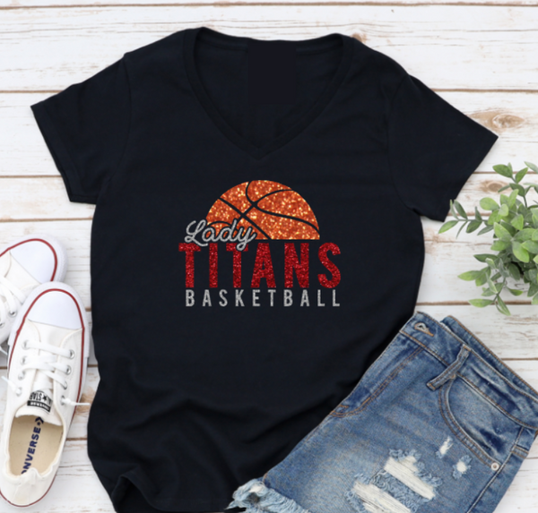 Glitter Lady Titans Basketball T-Shirt (Unisex or V-Neck)