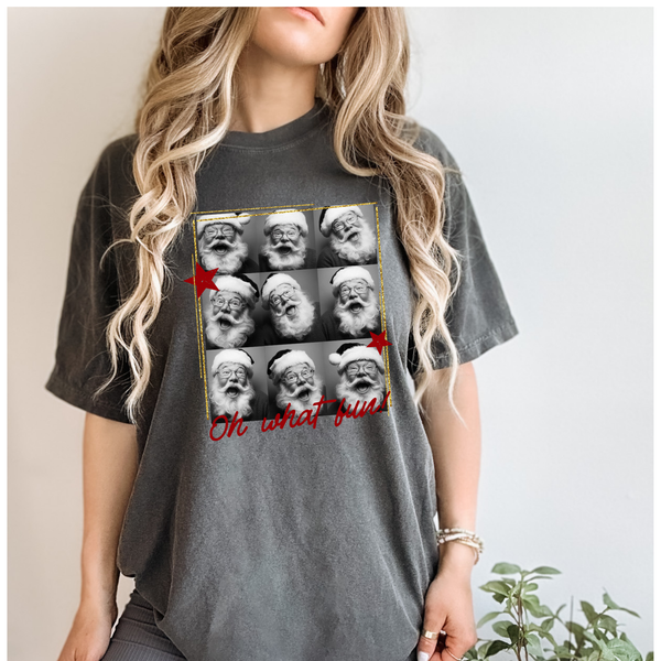 Oh What Fun Santa Photostrip Short Sleeve Shirt or Crewneck Sweatshirt