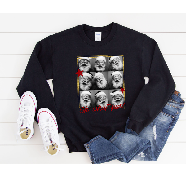 Oh What Fun Santa Photostrip Short Sleeve Shirt or Crewneck Sweatshirt