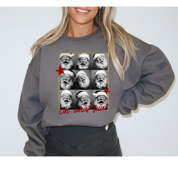 Oh What Fun Santa Photostrip Short Sleeve Shirt or Crewneck Sweatshirt