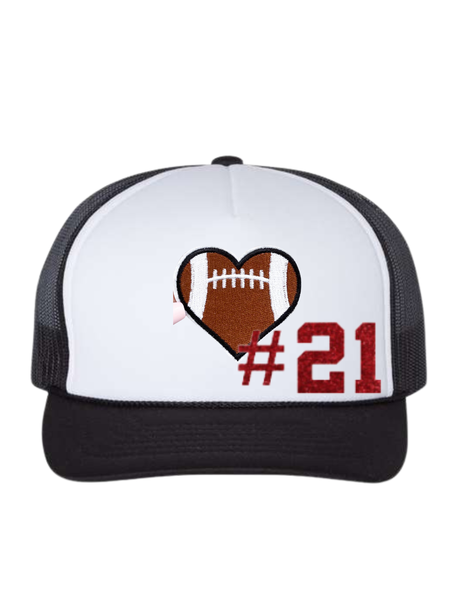 Customized Football Heart Trucker Hat