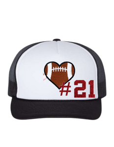 Customized Football Heart Trucker Hat