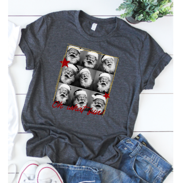 Oh What Fun Santa Photostrip Short Sleeve Shirt or Crewneck Sweatshirt