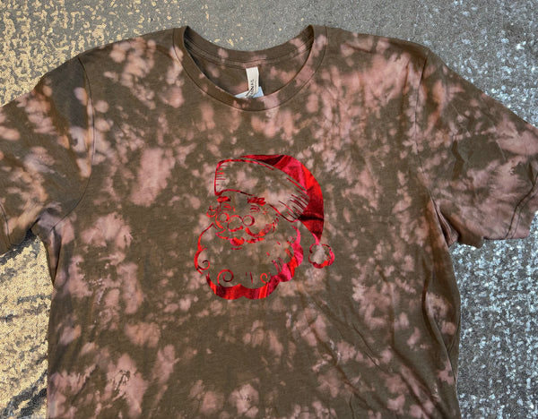 Distressed Red Santa Bella Unisex Tee Size XL