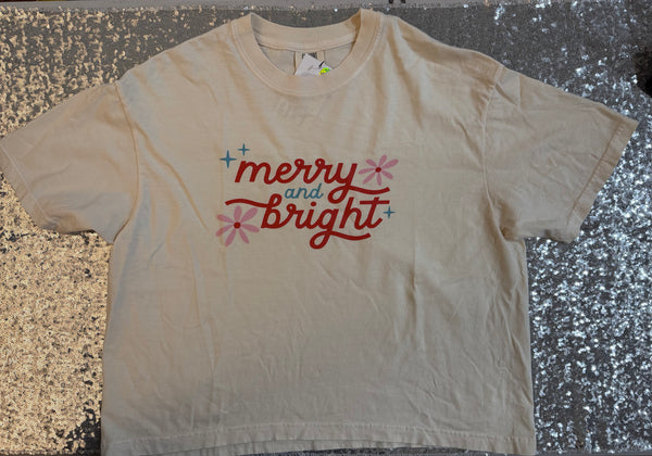Merry and Bright Boxy Crop Womens Size XL
