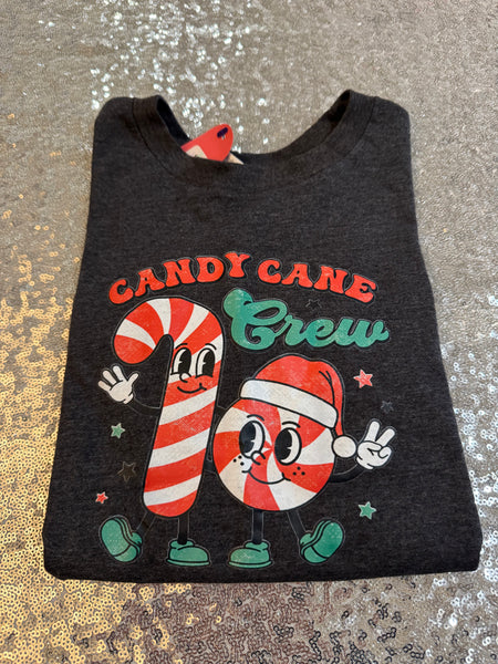 Grey Candy Cane Crew Long Sleeve Tee Toddler Size 2