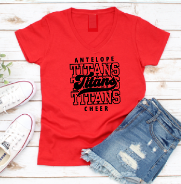 Stacked Titans Unisex or Women's V-Neck Tee (Youth & Adult Sizes)