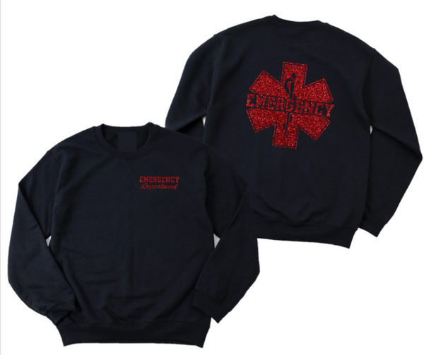 Glitter Emergency Department Crewneck Sweatshirt