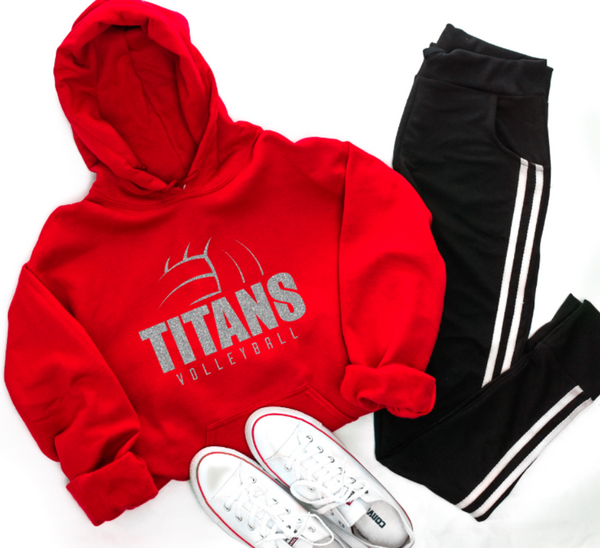 Glitter Titans Volleyball Hoodie (Red)
