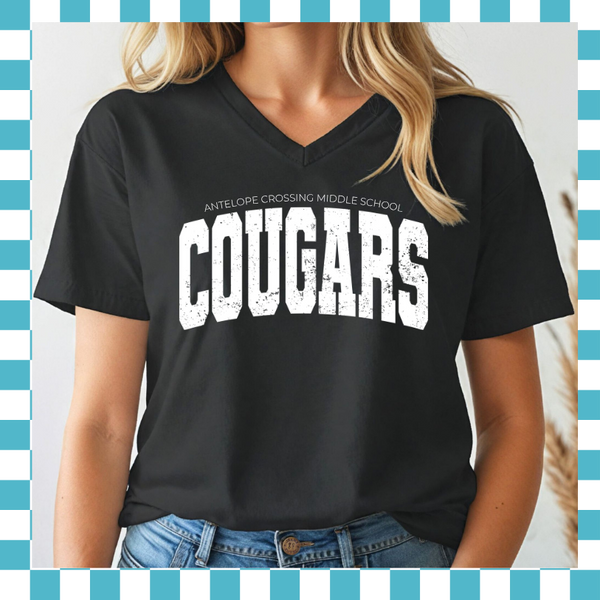 Distressed Cougars Women's V-Neck
