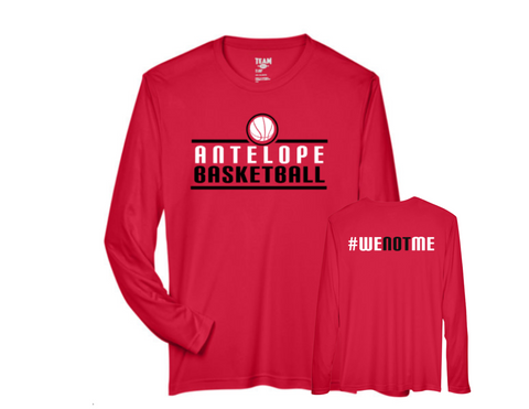 Antelope Lady Titans Basketball Long Sleeve Performance Shirt (red)