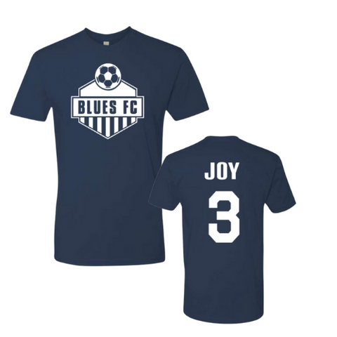 Blues FC Unisex Tee with last name and number (Youth & Adult)