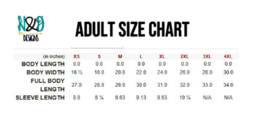Unisex Size Chart