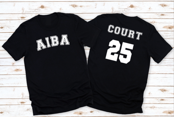 Collegiate AIBA Black Unisex T-Shirt with players name & number (Youth & Adult sizes)