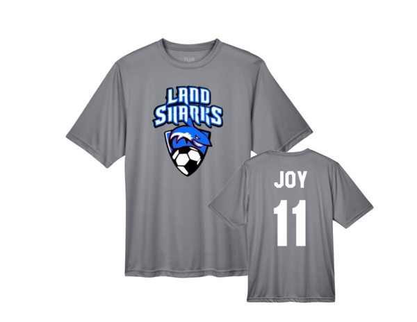 Land Sharks Dri Fit Tee with last name and number (Youth & Adult)