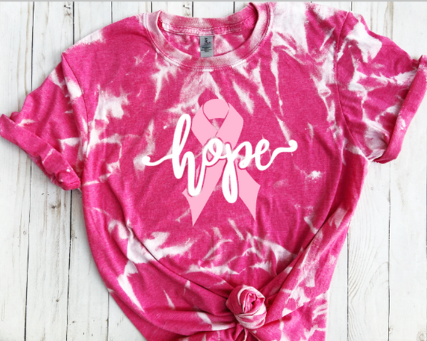 Hope Dark Pink Breast Distreseed Cancer Unisex Tee (Pink) | Full Front Logo |