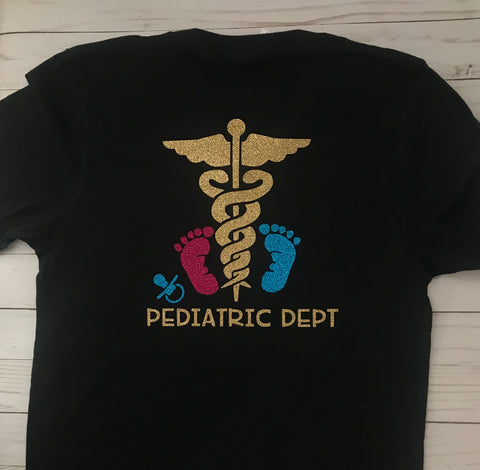 Pediatric Department Unisex Crew Neck Short Sleeve Shirt (Glitter Print)