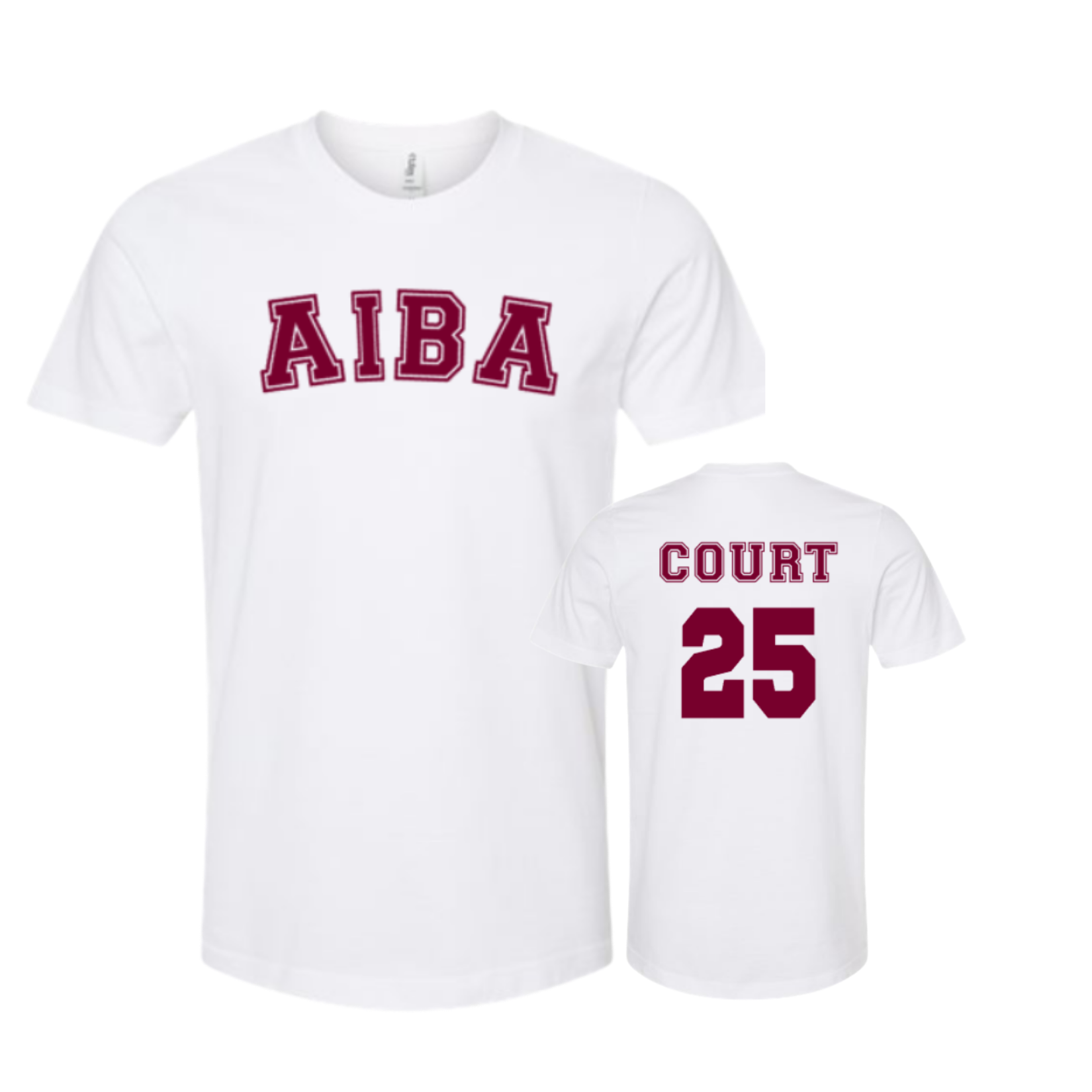 Collegiate AIBA White Unisex T-Shirt with players name & number (Youth & Adult sizes)