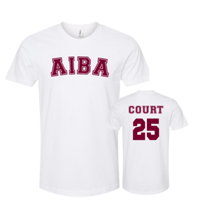 Collegiate AIBA White Unisex T-Shirt with players name & number (Youth & Adult sizes)