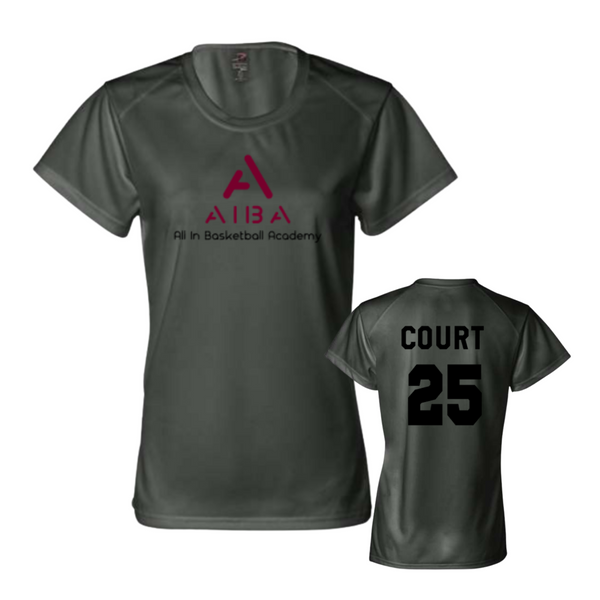 Women's All In Basketball Academy Performance Tee with Player name and number